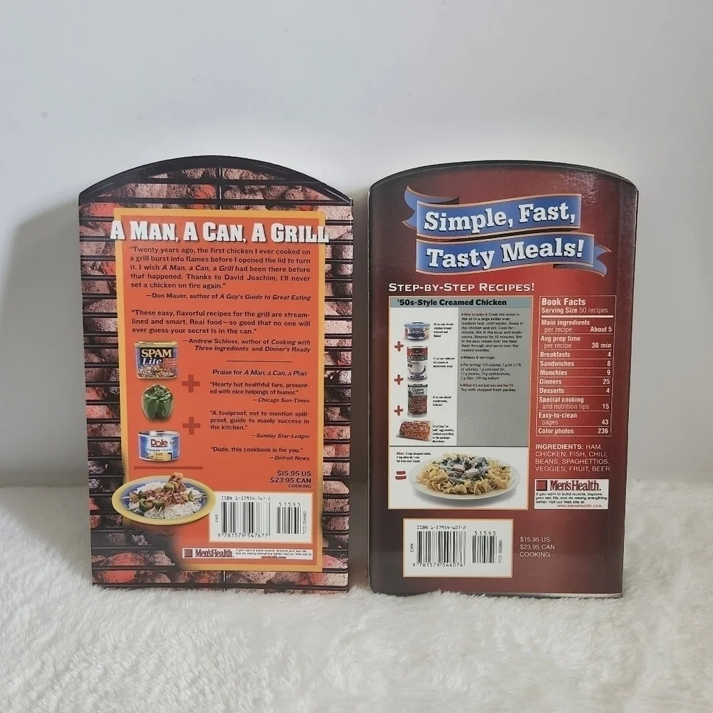 Men's Health Hard Cover Pages A Man A Can A Plan A Grill 2 Recipe Books